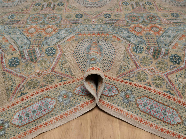 11'11" x 18'3" New Hand Knotted Brown Wool & Silk Rectangle Oriental Rug - MOA10291920