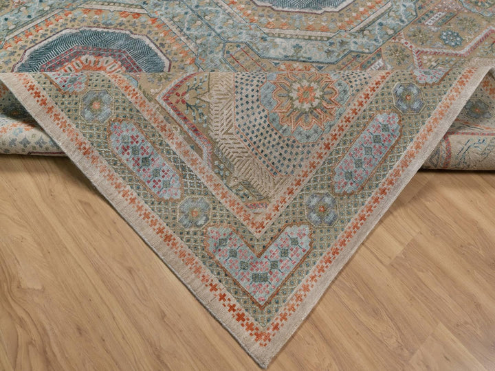 11'11" x 18'3" New Hand Knotted Brown Wool & Silk Rectangle Oriental Rug - MOA10291920