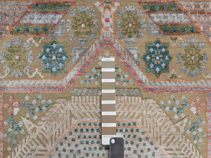 11'11" x 18'3" New Hand Knotted Brown Wool & Silk Rectangle Oriental Rug - MOA10291920