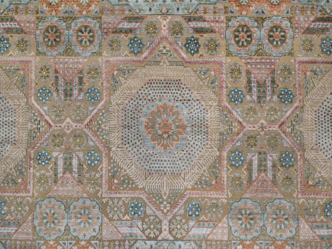 11'11" x 18'3" New Hand Knotted Brown Wool & Silk Rectangle Oriental Rug - MOA10291920