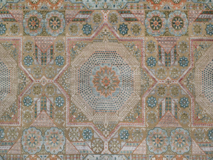 11'11" x 18'3" New Hand Knotted Brown Wool & Silk Rectangle Oriental Rug - MOA10291920