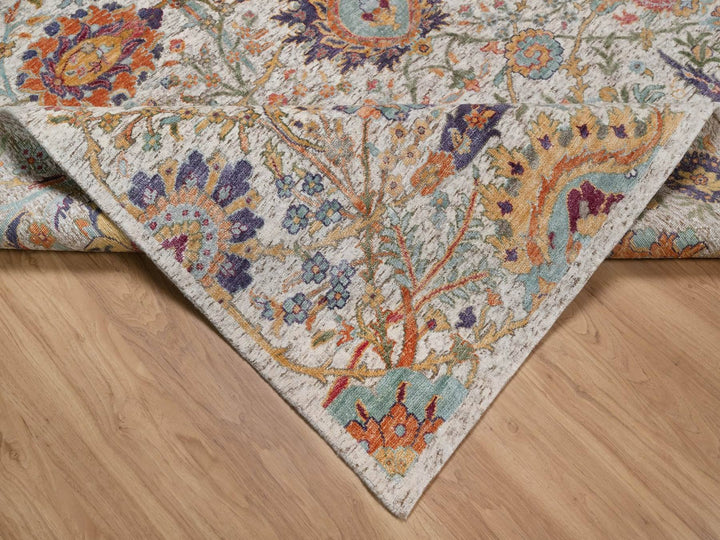 7'10" x 9'11" New Hand Knotted Ivory Wool & Silk Rectangle Oriental Rug - MOA10291922