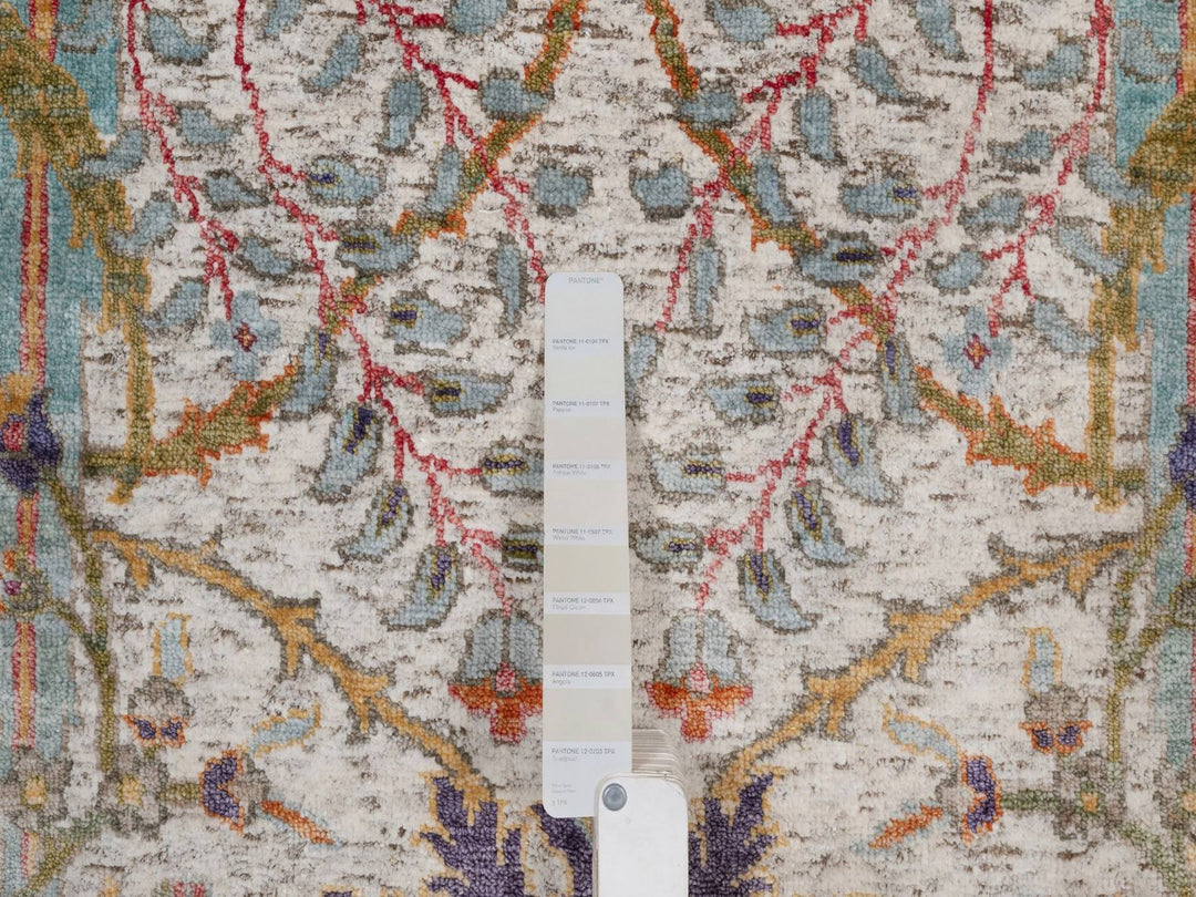 7'10" x 9'11" New Hand Knotted Ivory Wool & Silk Rectangle Oriental Rug - MOA10291922
