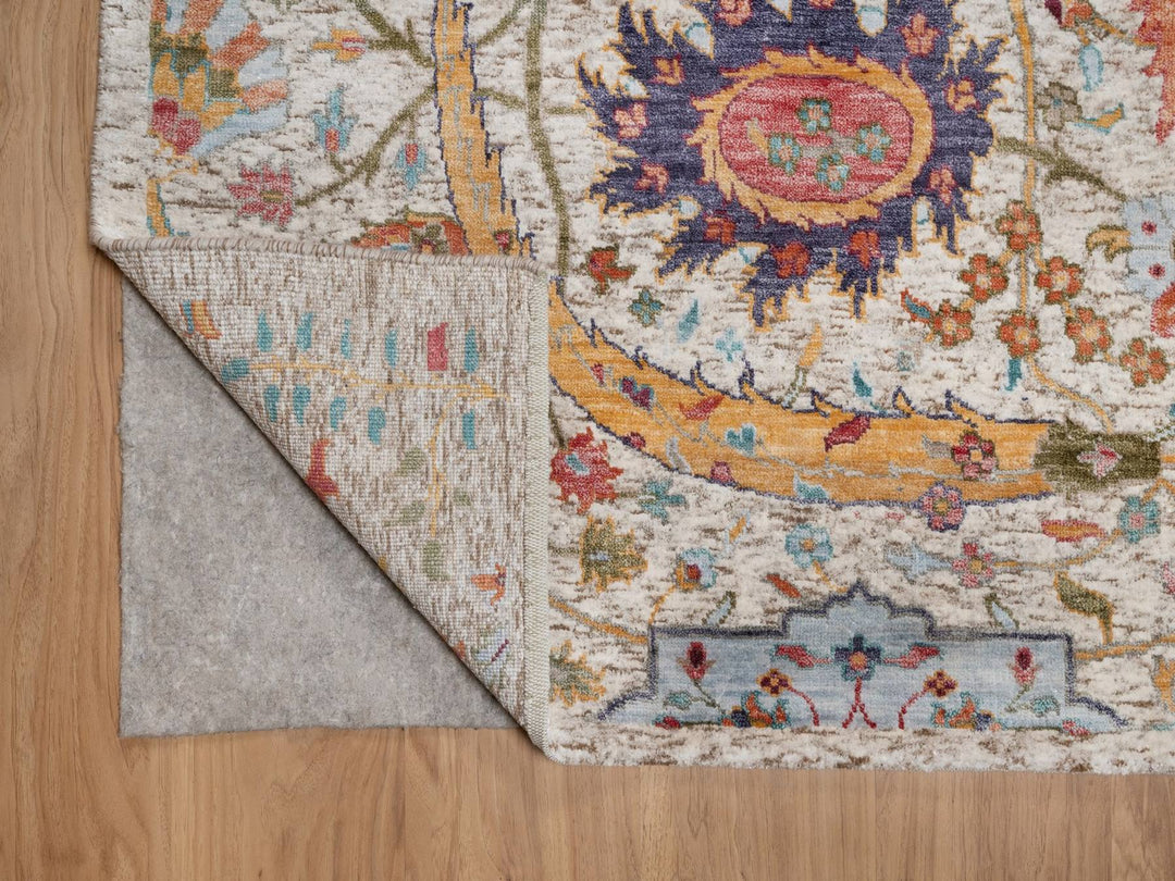 7'11" x 10'0" New Hand Knotted Ivory Wool & Silk Rectangle Oriental Rug - MOA10291923