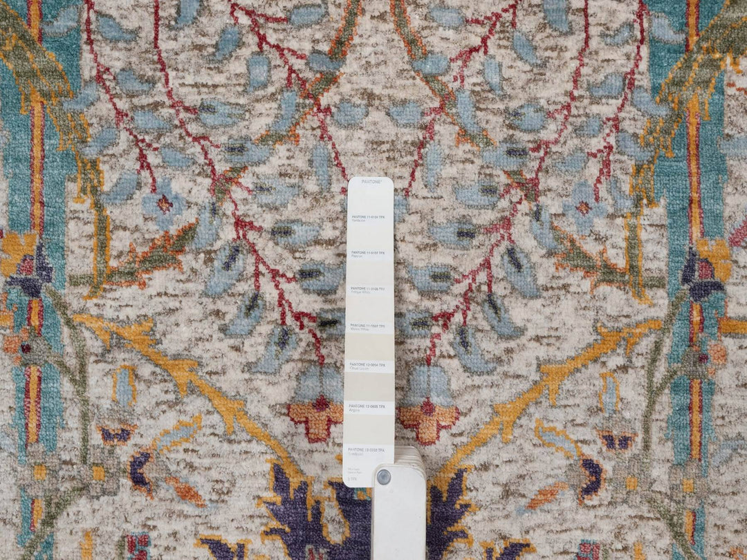 7'11" x 10'0" New Hand Knotted Ivory Wool & Silk Rectangle Oriental Rug - MOA10291923