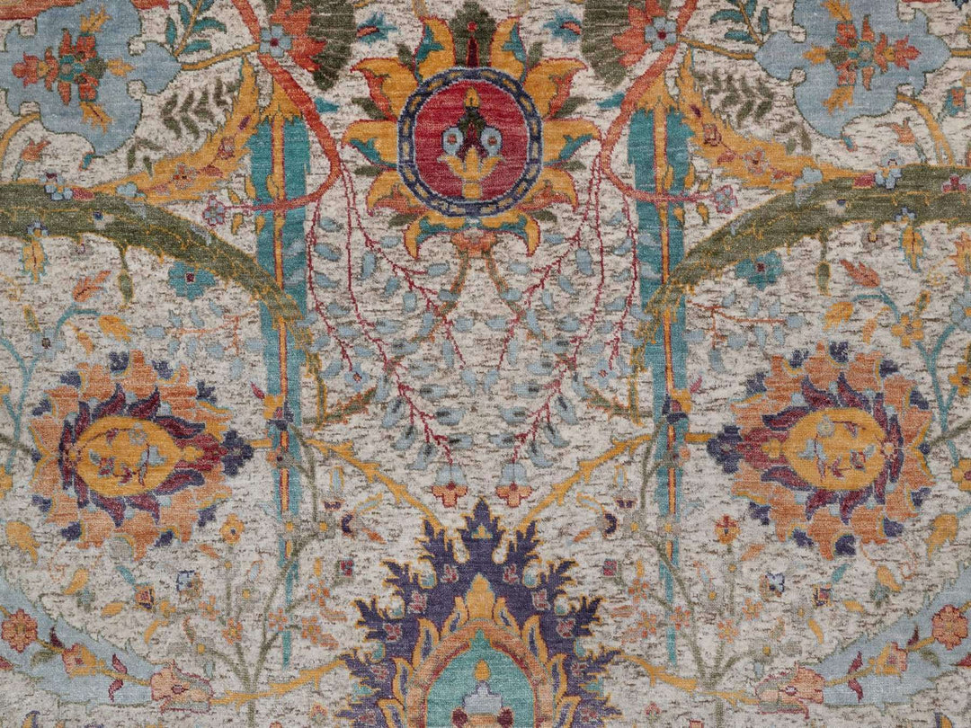7'11" x 10'0" New Hand Knotted Ivory Wool & Silk Rectangle Oriental Rug - MOA10291923