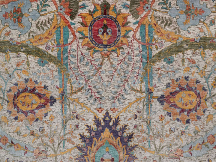 7'11" x 10'0" New Hand Knotted Ivory Wool & Silk Rectangle Oriental Rug - MOA10291923