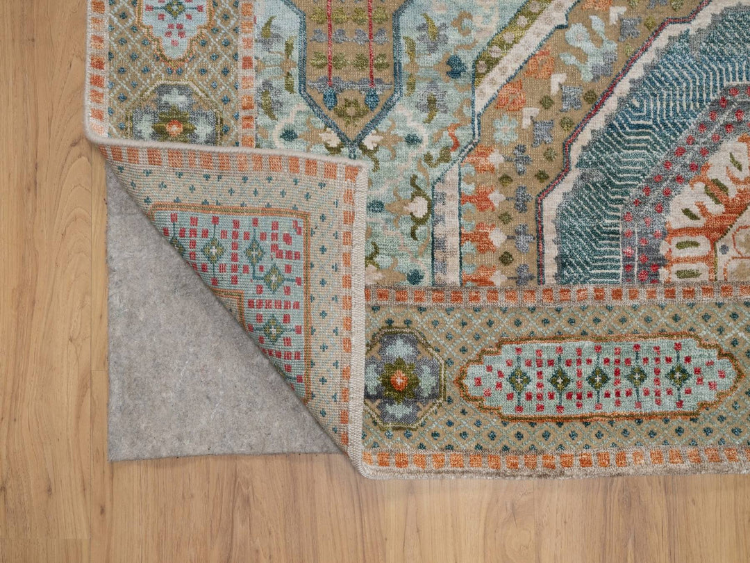 6'3" x 9'0" New Hand Knotted Brown Wool & Silk Rectangle Oriental Rug - MOA10291924