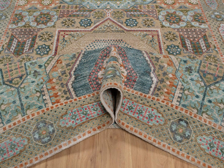 6'3" x 9'0" New Hand Knotted Brown Wool & Silk Rectangle Oriental Rug - MOA10291924