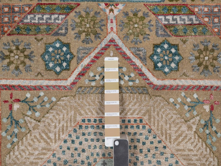 6'3" x 9'0" New Hand Knotted Brown Wool & Silk Rectangle Oriental Rug - MOA10291924