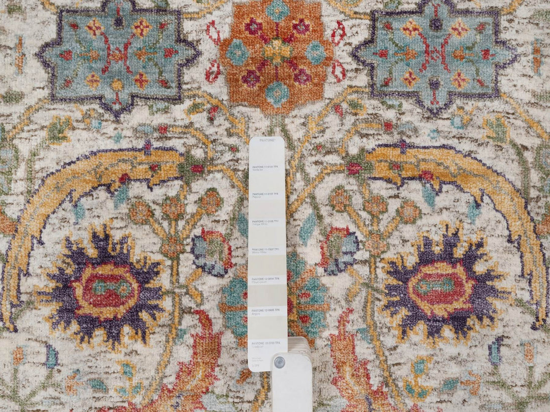 2'7" x 10'0" New Hand Knotted Ivory Wool & Silk Runner Oriental Rug - MOA10291925
