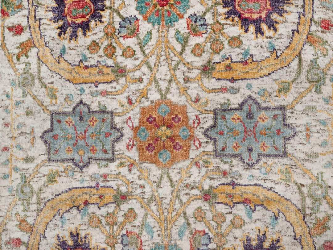 2'7" x 10'0" New Hand Knotted Ivory Wool & Silk Runner Oriental Rug - MOA10291925