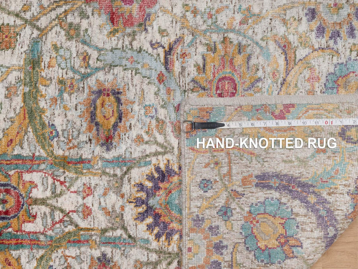 2'7" x 10'0" New Hand Knotted Ivory Wool & Silk Runner Oriental Rug - MOA10291925