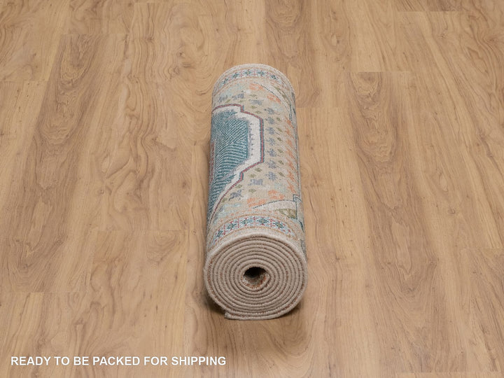 2'6" x 12'0" New Hand Knotted Brown Wool & Silk Runner Oriental Rug - MOA10291926