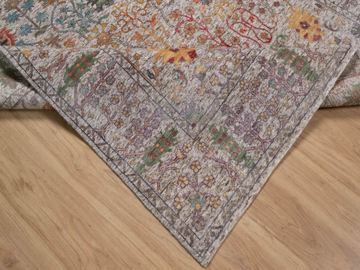 6'0" x 8'11" New Hand Knotted Ivory Wool & Silk Rectangle Oriental Rug - MOA10291927