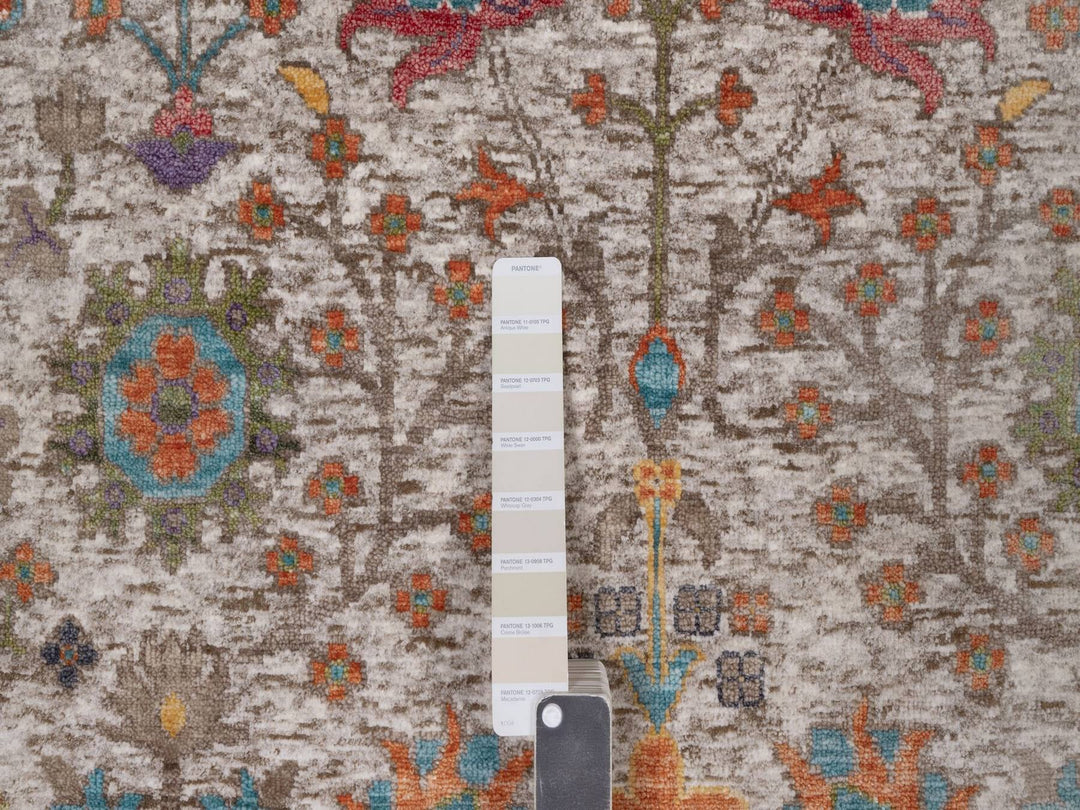 6'0" x 8'11" New Hand Knotted Ivory Wool & Silk Rectangle Oriental Rug - MOA10291927