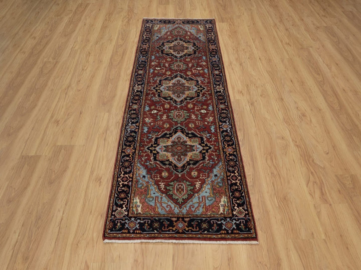 2'8" x 8'1" New Hand Knotted Red Wool Runner Oriental Rug - MOA10291929