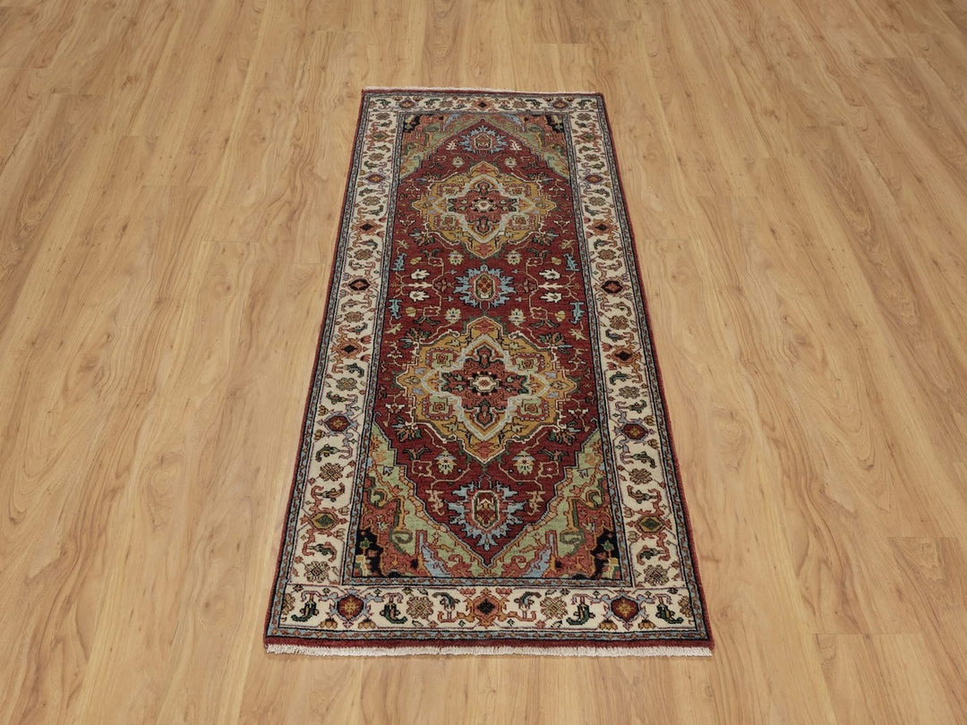 2'7" x 6'1" New Hand Knotted Red Wool Runner Oriental Rug - MOA10291930