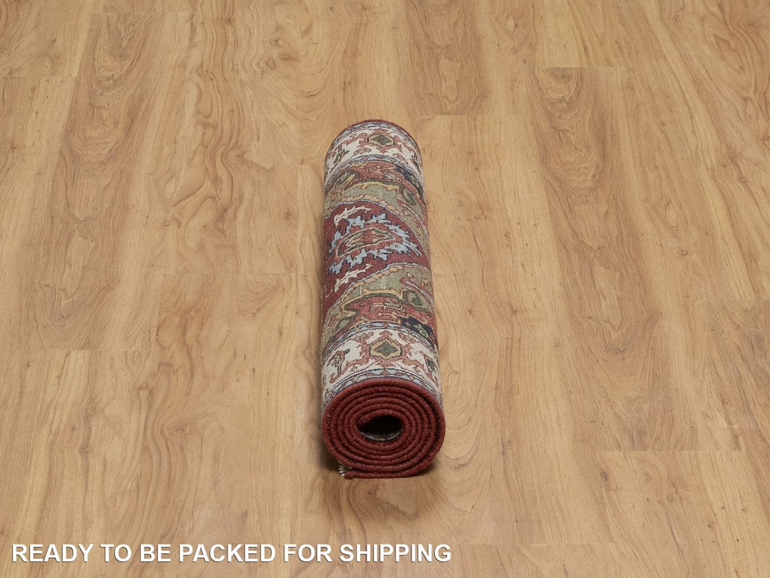 2'7" x 6'1" New Hand Knotted Red Wool Runner Oriental Rug - MOA10291930