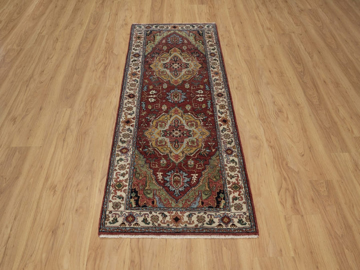 2'7" x 6'3" New Hand Knotted Red Wool Runner Oriental Rug - MOA10291931