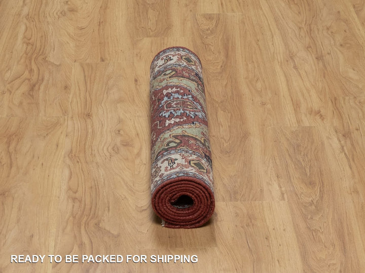 2'7" x 6'3" New Hand Knotted Red Wool Runner Oriental Rug - MOA10291931