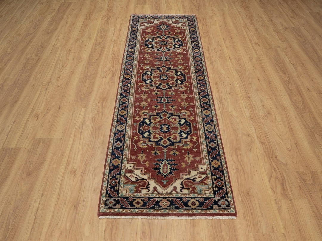 2'7" x 8'2" New Hand Knotted Red Wool Runner Oriental Rug - MOA10291932