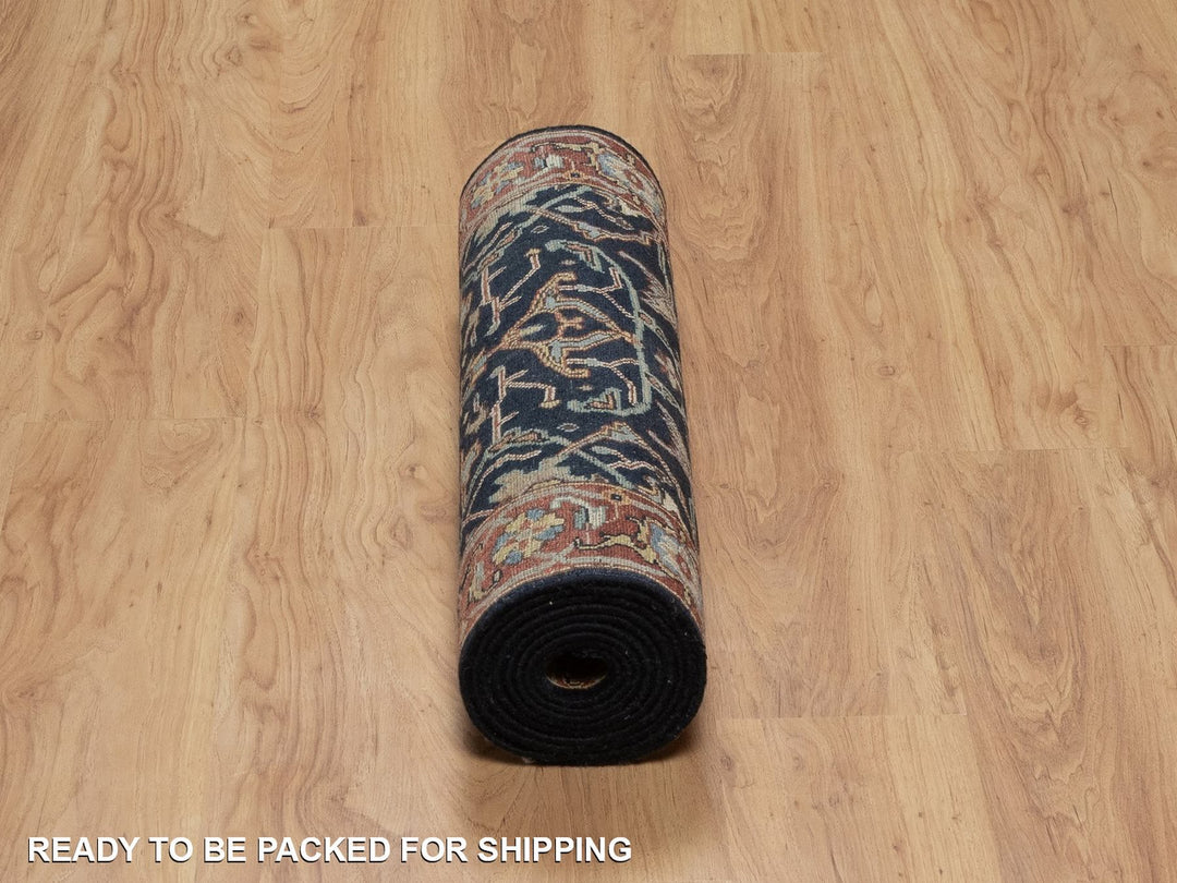 2'7" x 10'2" New Hand Knotted Blue Wool Runner Oriental Rug - MOA10291933