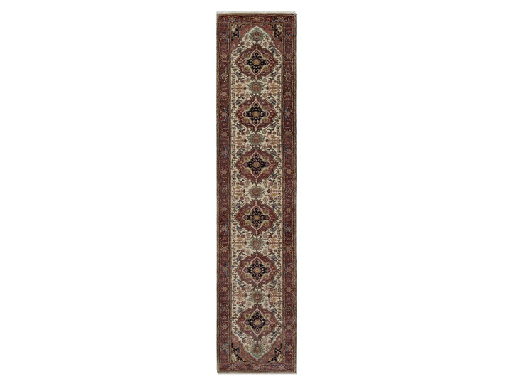 2'6" x 14'2" New Hand Knotted Ivory Wool Runner Oriental Rug - MOA10291934