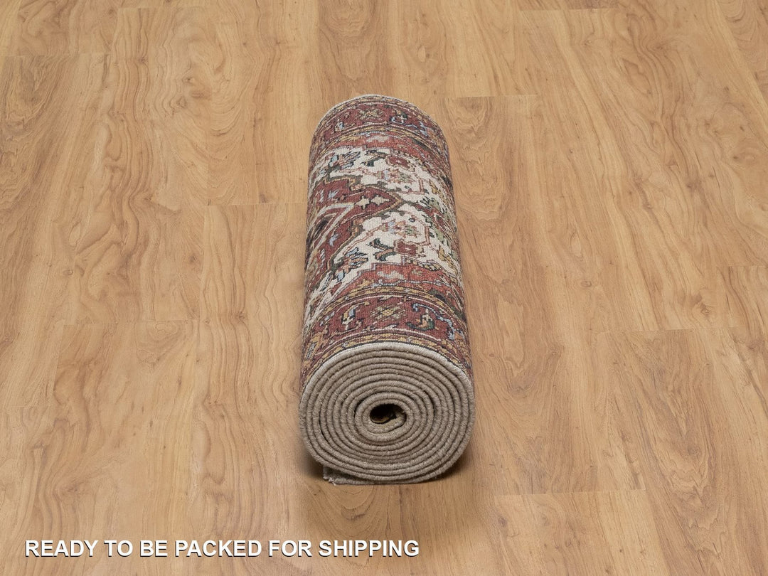 2'6" x 14'2" New Hand Knotted Ivory Wool Runner Oriental Rug - MOA10291934