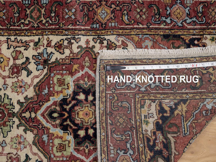 2'6" x 14'2" New Hand Knotted Ivory Wool Runner Oriental Rug - MOA10291934