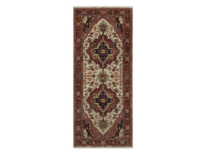 2'7" x 6'1" New Hand Knotted Ivory Wool Runner Oriental Rug - MOA10291936