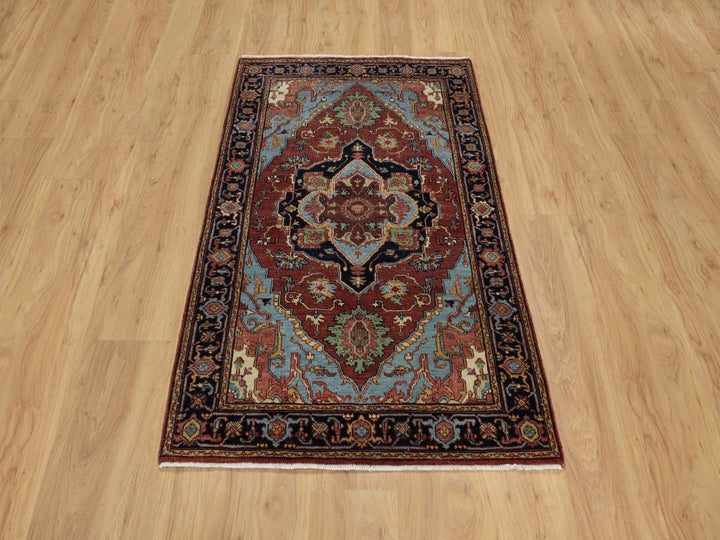 3'1" x 5'2" New Hand Knotted Red Wool Rectangle Oriental Rug - MOA10291937