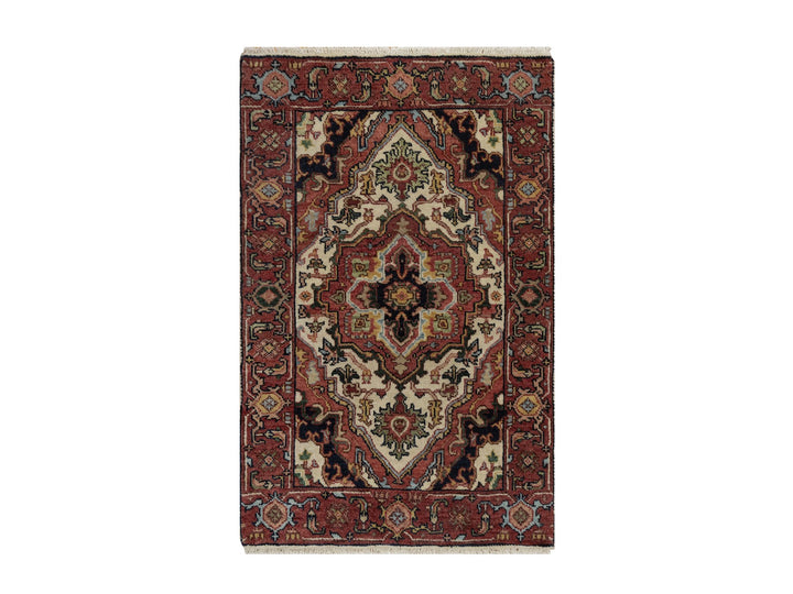 2'0" x 3'1" New Hand Knotted Ivory Wool Rectangle Oriental Rug - MOA10291940
