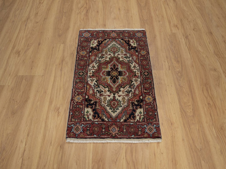 2'0" x 3'1" New Hand Knotted Ivory Wool Rectangle Oriental Rug - MOA10291940