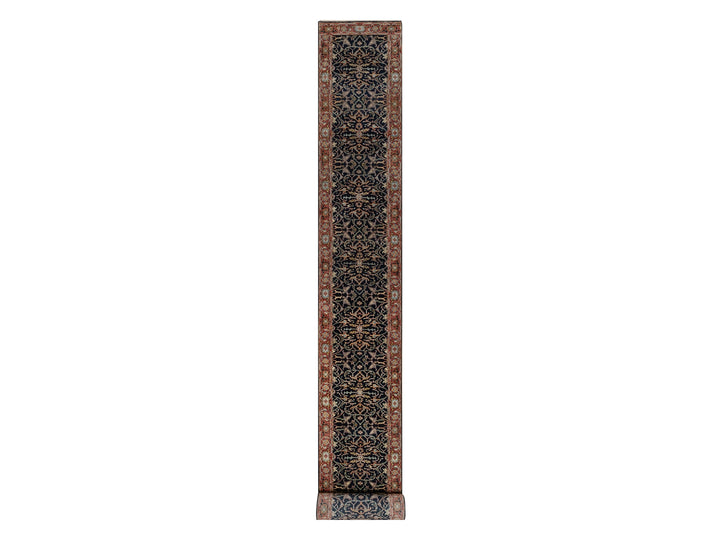 2'8" x 28'0" New Hand Knotted Blue Wool Runner Oriental Rug - MOA10291941