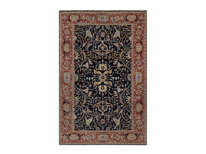 6'0" x 9'3" New Hand Knotted Blue Wool Rectangle Oriental Rug - MOA10291942