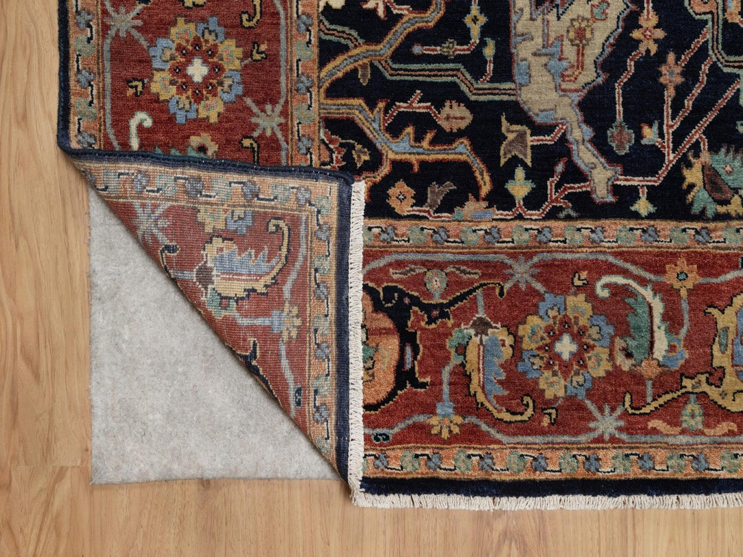 6'0" x 9'3" New Hand Knotted Blue Wool Rectangle Oriental Rug - MOA10291942