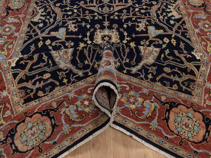 6'0" x 9'3" New Hand Knotted Blue Wool Rectangle Oriental Rug - MOA10291942