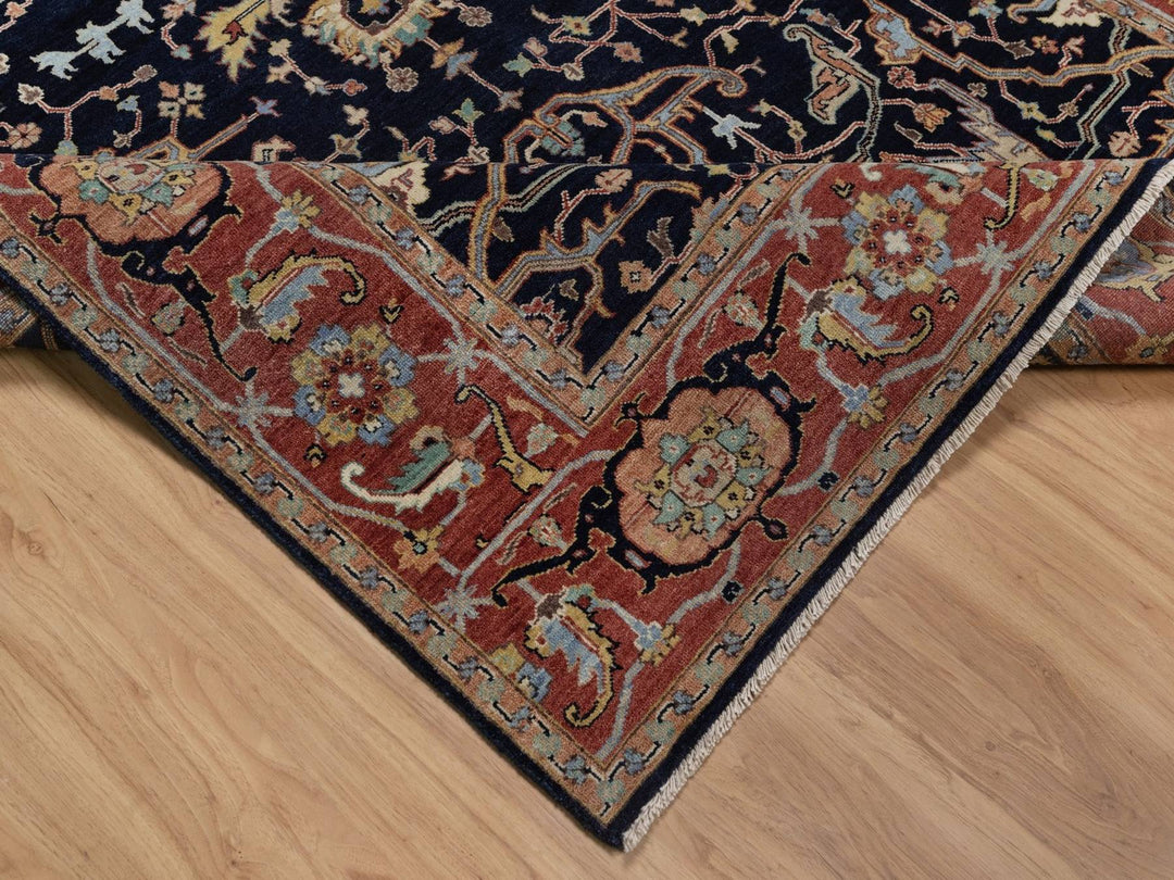 6'0" x 9'3" New Hand Knotted Blue Wool Rectangle Oriental Rug - MOA10291942