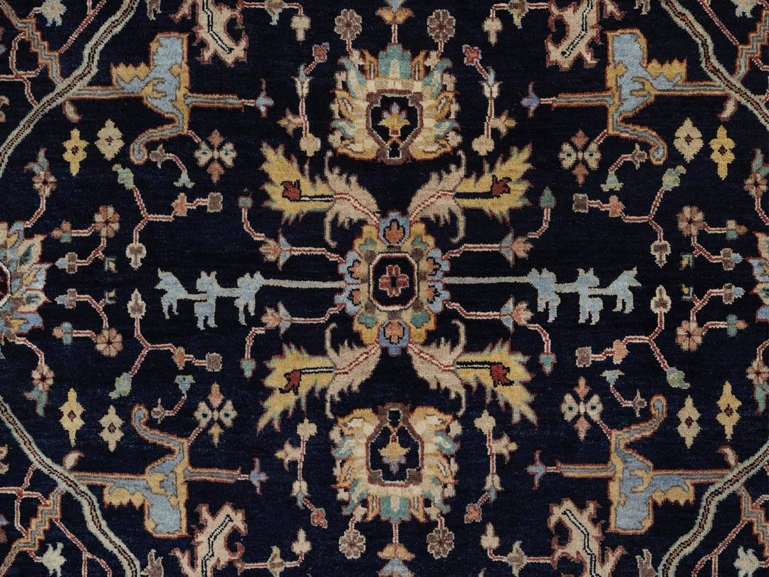 6'0" x 9'3" New Hand Knotted Blue Wool Rectangle Oriental Rug - MOA10291942