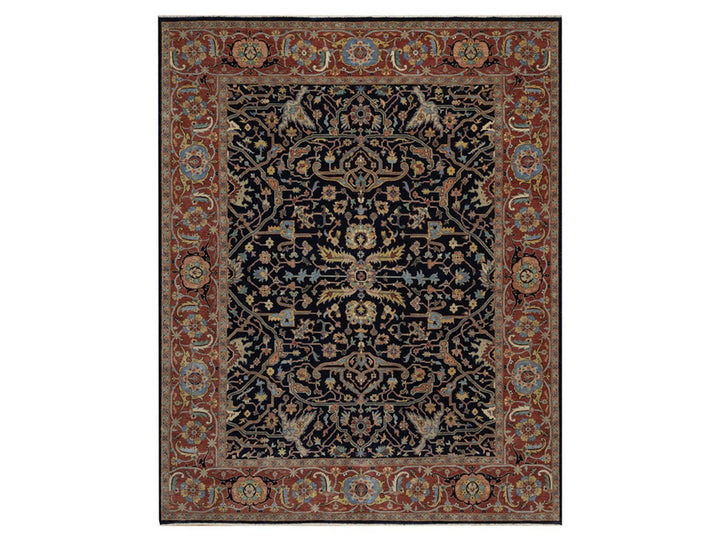 8'2" x 10'3" New Hand Knotted Blue Wool Rectangle Oriental Rug - MOA10291943