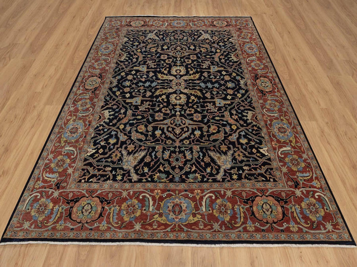 8'2" x 10'3" New Hand Knotted Blue Wool Rectangle Oriental Rug - MOA10291943