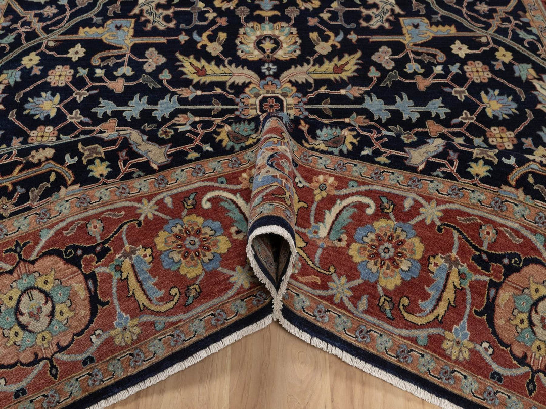 8'2" x 10'3" New Hand Knotted Blue Wool Rectangle Oriental Rug - MOA10291943