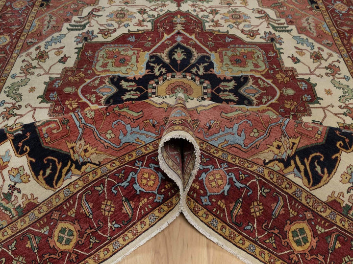7'10" x 10'3" New Hand Knotted Ivory Wool Rectangle Oriental Rug - MOA10291944