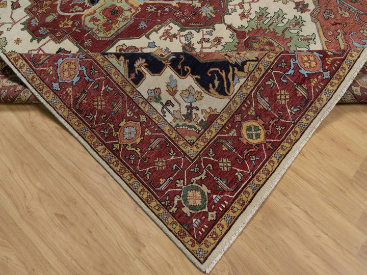 7'10" x 10'3" New Hand Knotted Ivory Wool Rectangle Oriental Rug - MOA10291944