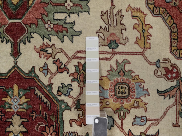 7'10" x 10'3" New Hand Knotted Ivory Wool Rectangle Oriental Rug - MOA10291944