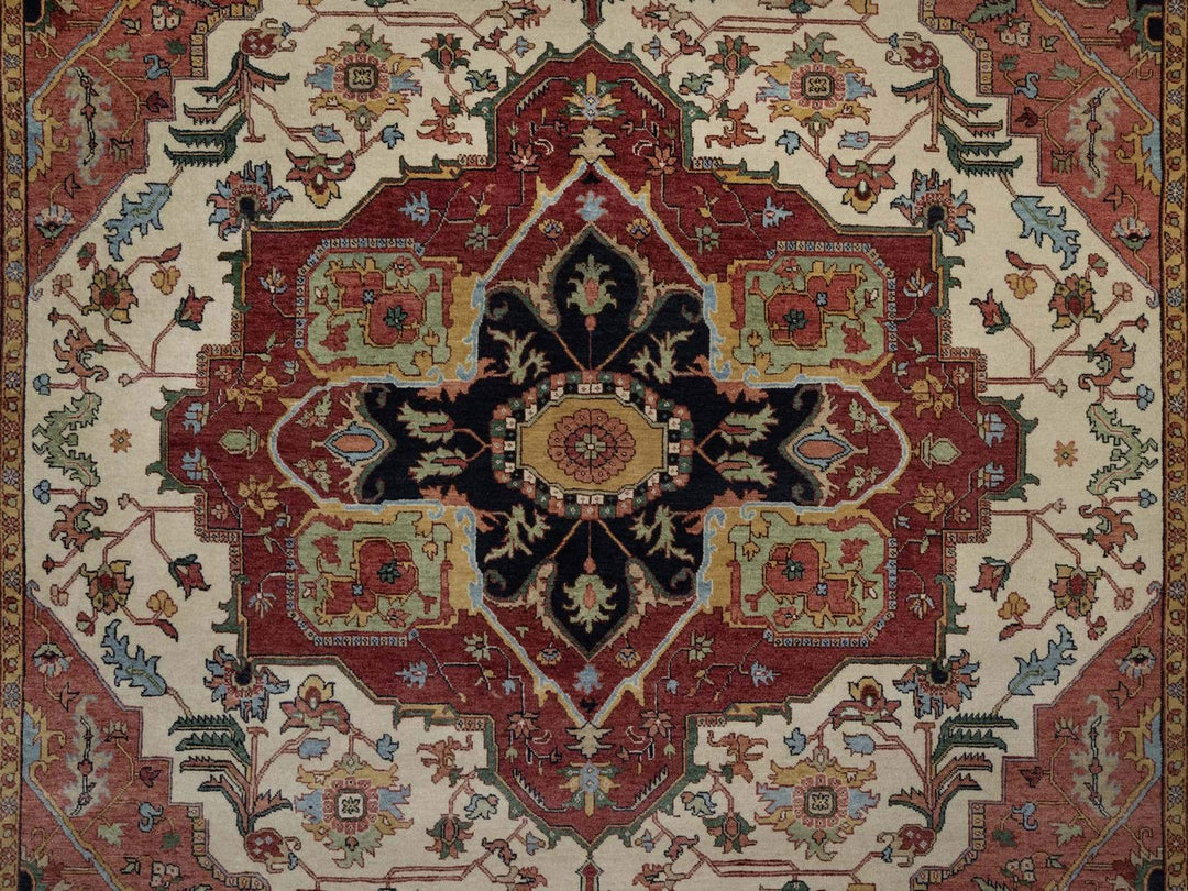 7'10" x 10'3" New Hand Knotted Ivory Wool Rectangle Oriental Rug - MOA10291944