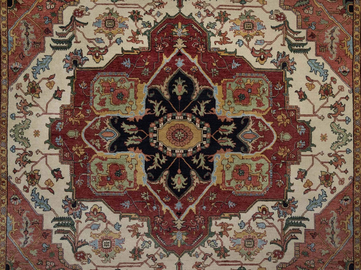 7'10" x 10'3" New Hand Knotted Ivory Wool Rectangle Oriental Rug - MOA10291944