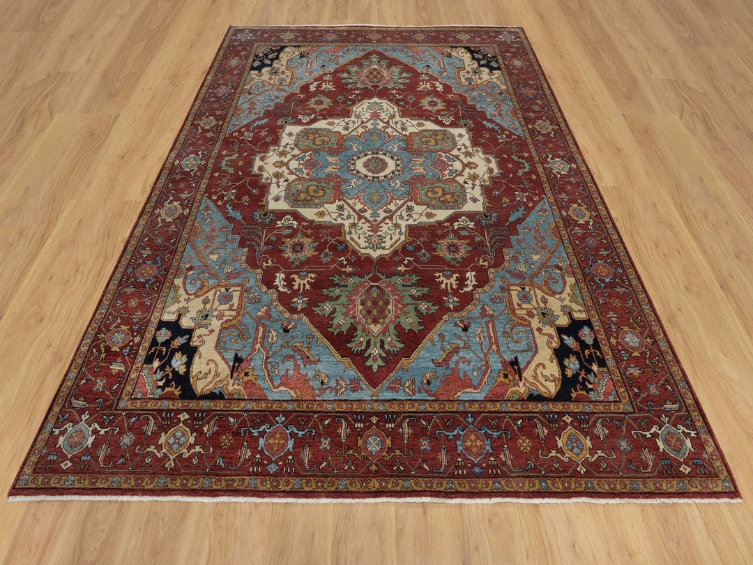 7'9" x 10'2" New Hand Knotted Red Wool Rectangle Oriental Rug - MOA10291945