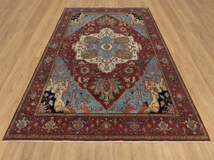 7'9" x 10'2" New Hand Knotted Red Wool Rectangle Oriental Rug - MOA10291945